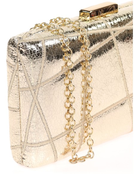 Bolso clutch de fiesta bordado polipiel oro-claro