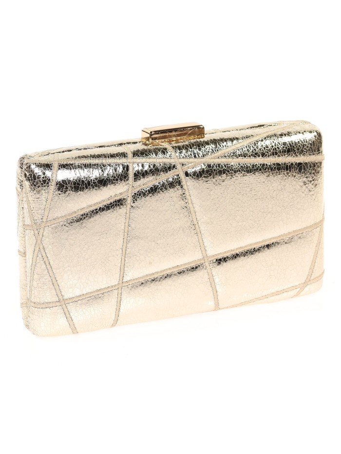 Bolso clutch de fiesta bordado polipiel oro-claro
