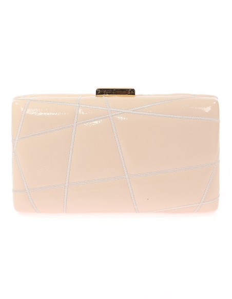Bolso clutch de fiesta bordado acharolado beige