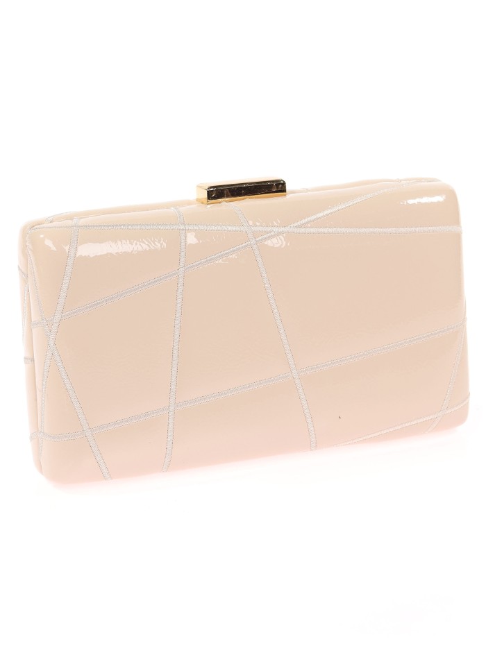 Bolso clutch de fiesta bordado acharolado beige
