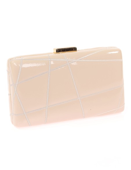Bolso clutch de fiesta bordado acharolado beige