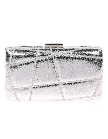 Bolso clutch de fiesta bordado polipiel plata