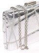 Bolso clutch de fiesta bordado polipiel plata