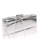 Bolso clutch de fiesta bordado polipiel plata