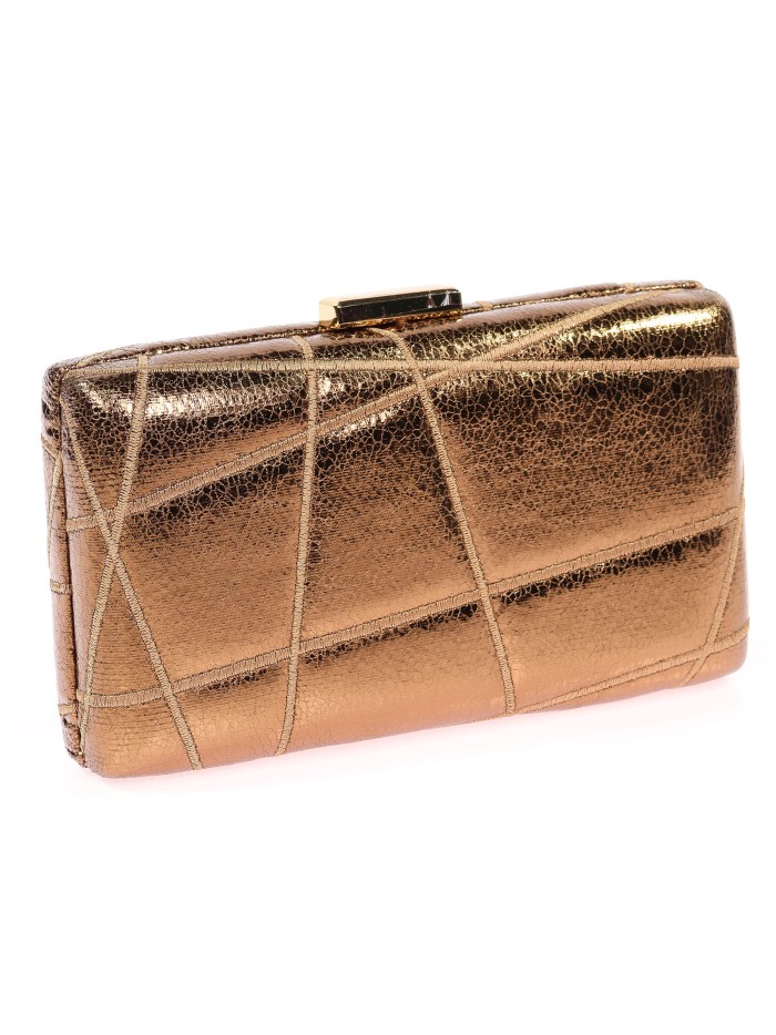Bolso clutch de fiesta bordado polipiel bronce