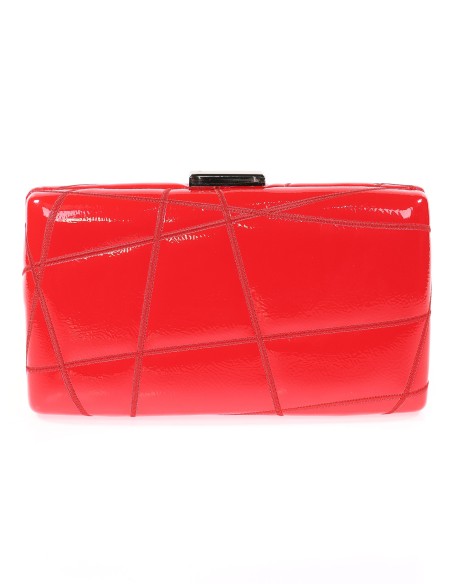Bolso clutch de fiesta bordado acharolado rojo