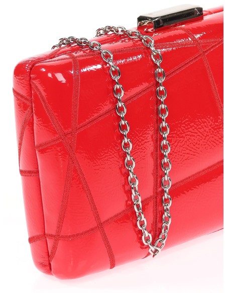 Bolso clutch de fiesta bordado acharolado rojo