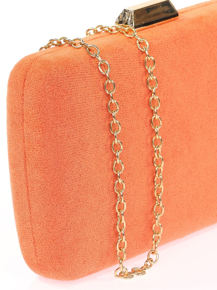 Bolso clutch de fiesta antelina mandarina