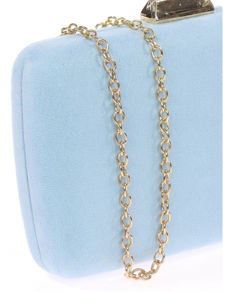 Bolso clutch de fiesta antelina celeste
