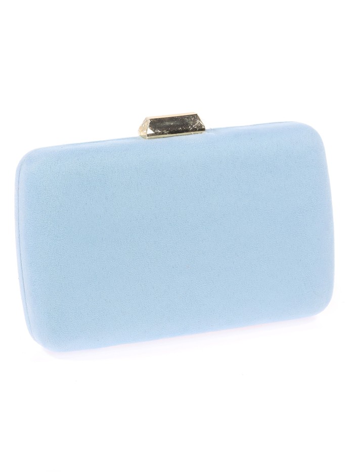 Bolso clutch de fiesta antelina celeste