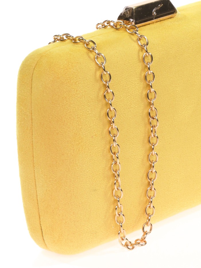Bolso clutch de fiesta antelina amarillo
