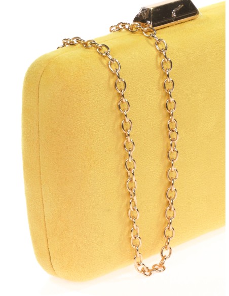 Bolso clutch de fiesta antelina amarillo