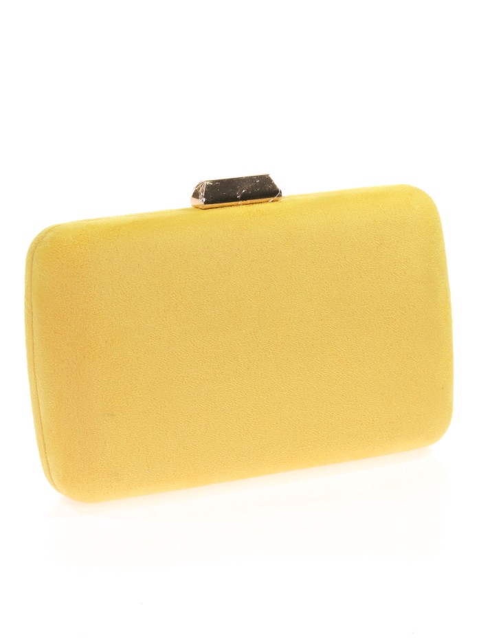Bolso clutch de fiesta antelina amarillo