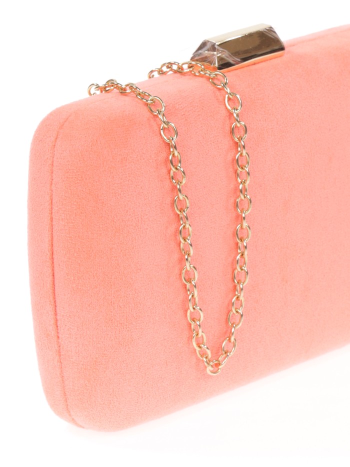 Bolso clutch de fiesta antelina coral