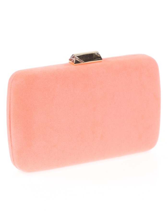 Bolso clutch de fiesta antelina coral