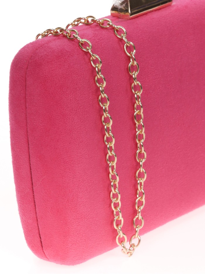 Bolso clutch de fiesta antelina fucsia