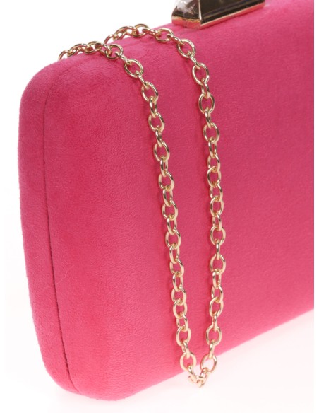 Bolso clutch de fiesta antelina fucsia
