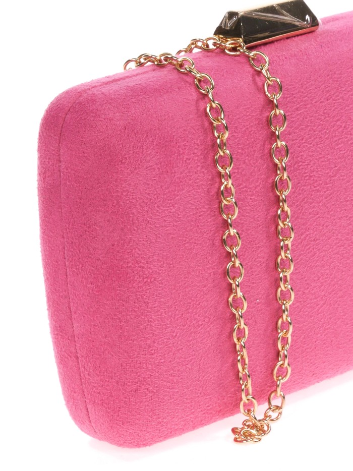 Bolso clutch de fiesta antelina fucsia-claro