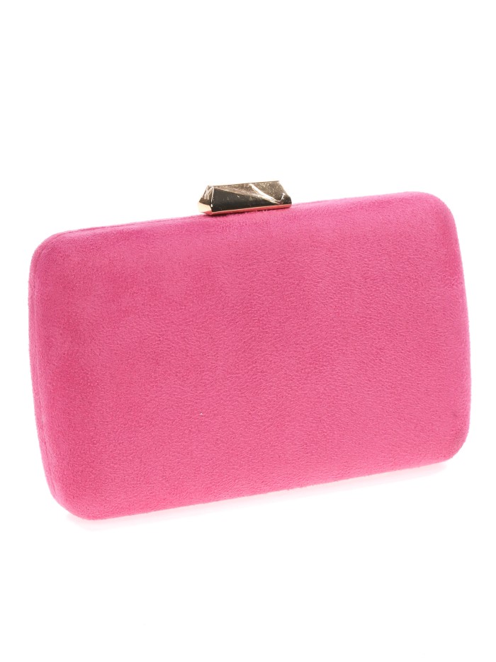 Bolso clutch de fiesta antelina fucsia-claro