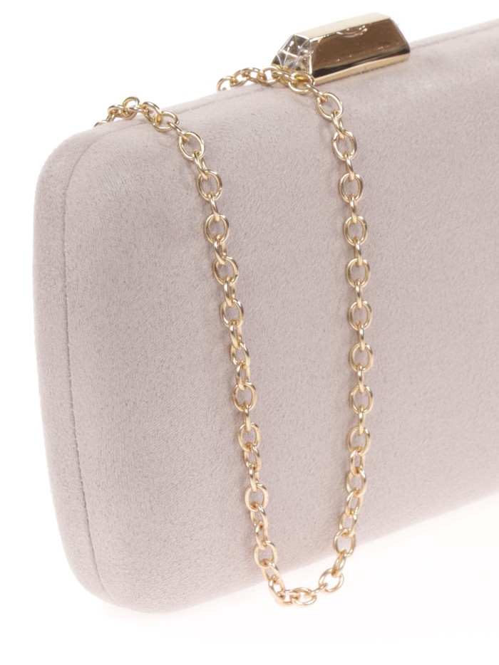 Bolso clutch de fiesta antelina gris
