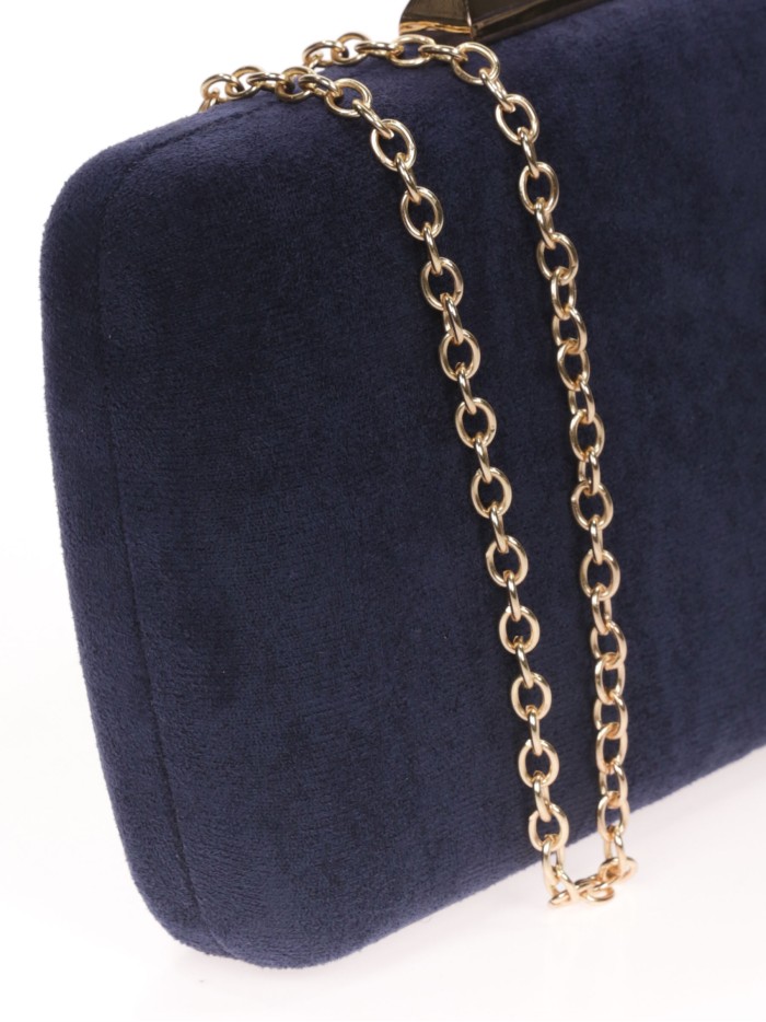 Bolso clutch de fiesta antelina azul-marino