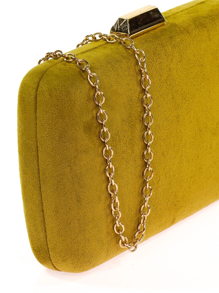 Bolso clutch de fiesta antelina oliva