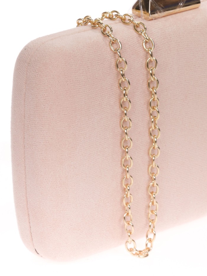 Bolso clutch de fiesta antelina rosa-palo