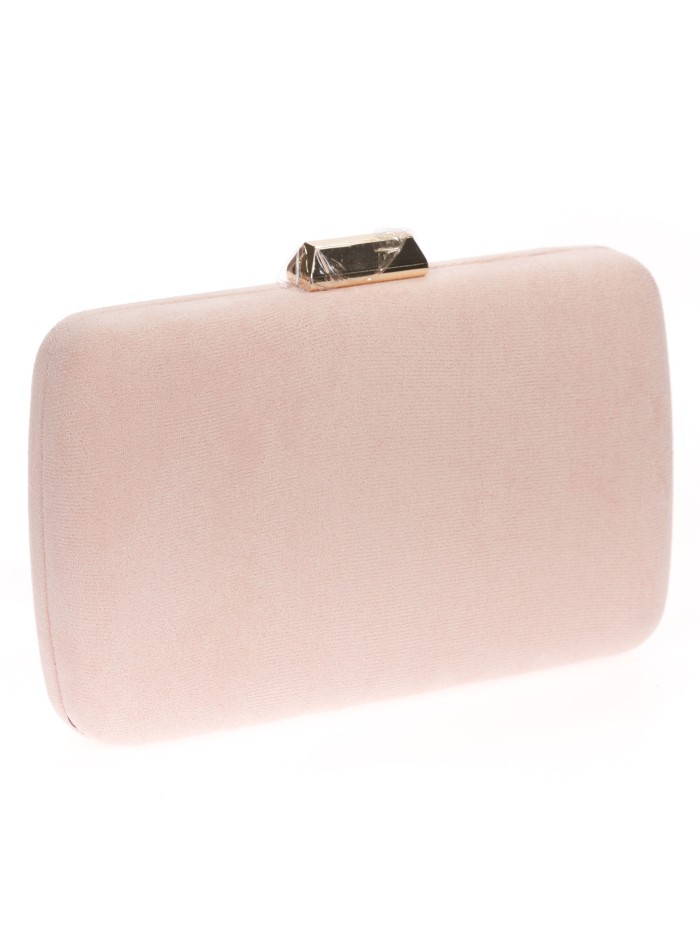 Bolso clutch de fiesta antelina rosa-palo