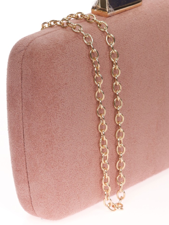 Bolso clutch de fiesta antelina rosa-palo-oscuro