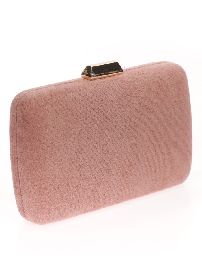 Bolso clutch de fiesta antelina rosa-palo-oscuro