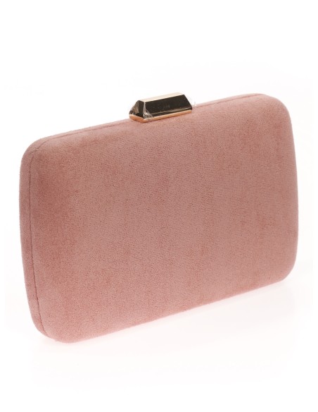 Bolso clutch de fiesta antelina rosa-palo-oscuro