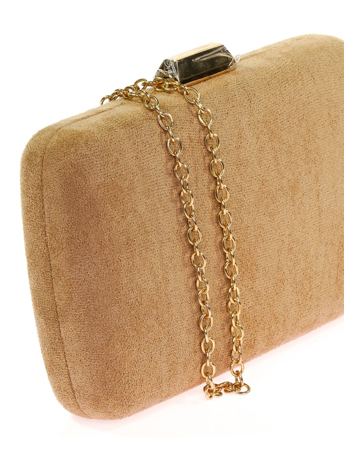 Bolso clutch de fiesta antelina taupe