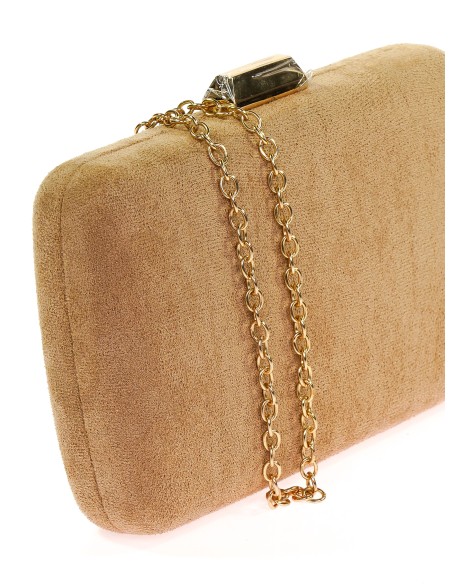 Bolso clutch de fiesta antelina taupe