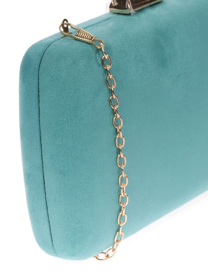 Bolso clutch de fiesta antelina teal