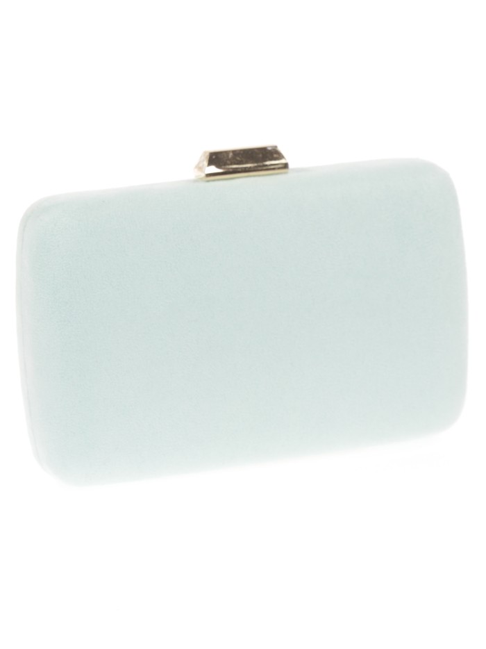 Bolso clutch de fiesta antelina verde-agua-clara