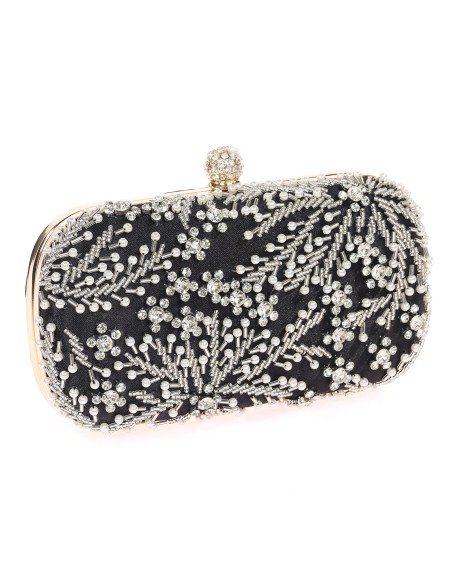 Bolso clutch de fiesta pedrería negro
