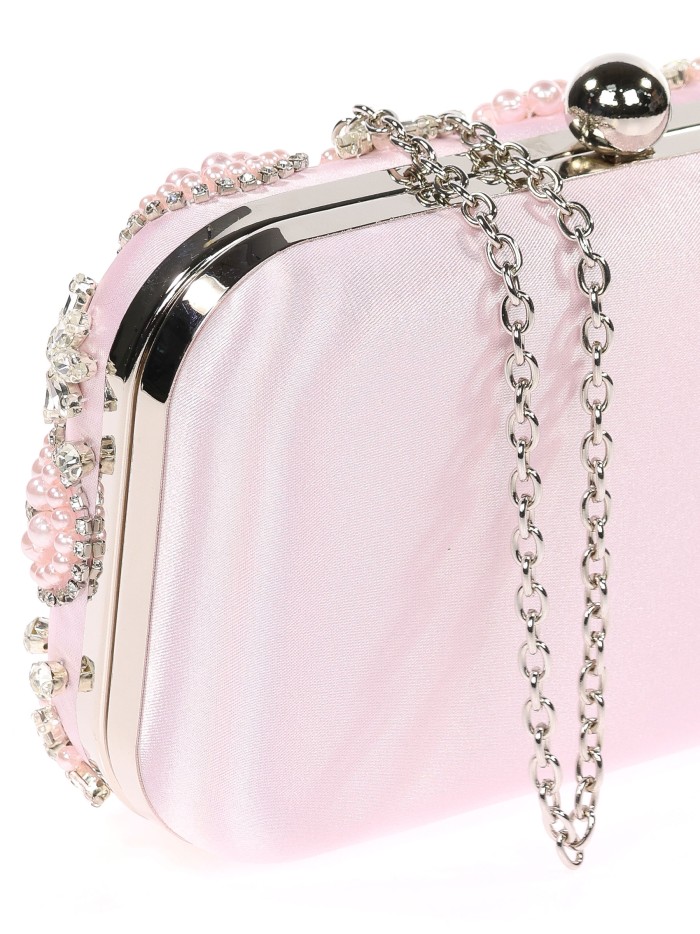 Bolso clutch de fiesta pedrería champan