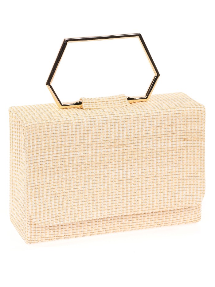 Bolso clutch de fiesta rafia camel