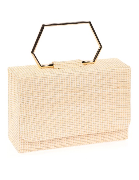 Bolso clutch de fiesta rafia camel