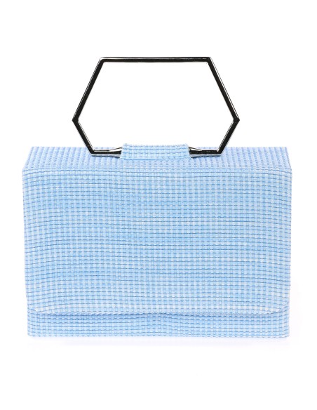 Bolso clutch de fiesta rafia celeste