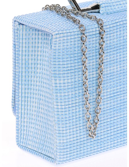 Bolso clutch de fiesta rafia celeste