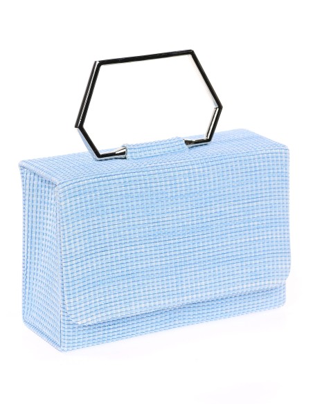 Bolso clutch de fiesta rafia celeste