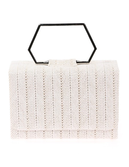Bolso clutch de fiesta rafia blanco