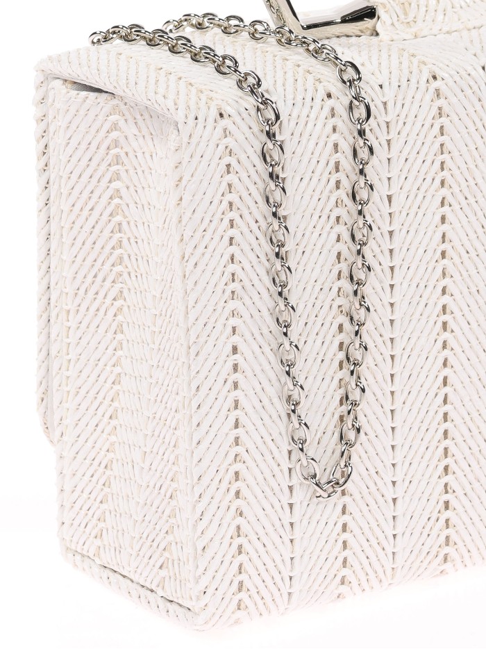 Bolso clutch de fiesta rafia blanco