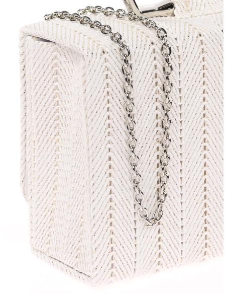 Bolso clutch de fiesta rafia blanco