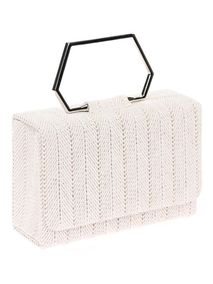 Bolso clutch de fiesta rafia blanco