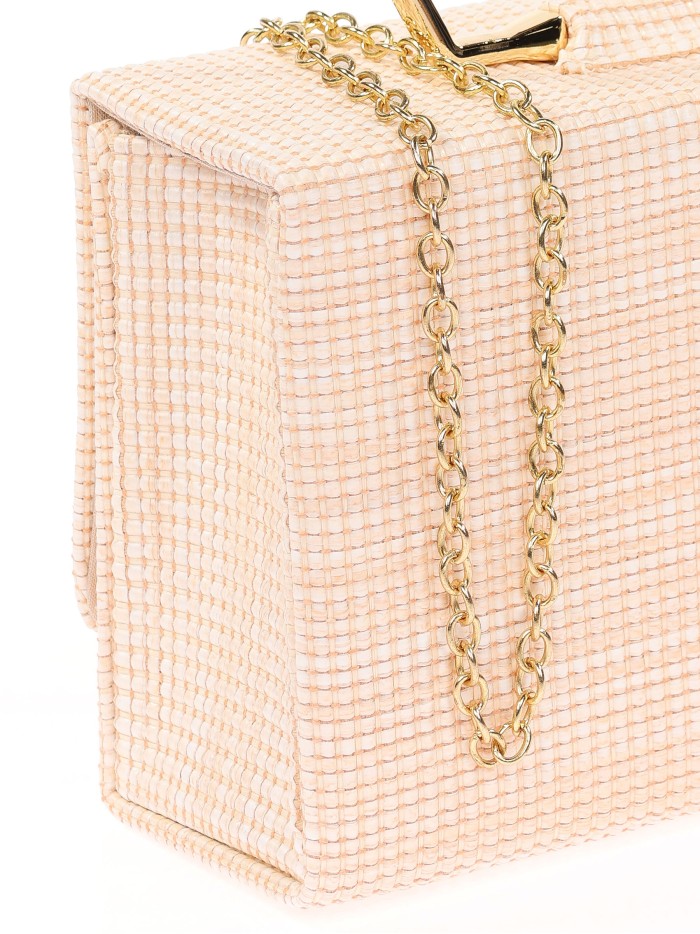 Bolso clutch de fiesta rafia nude