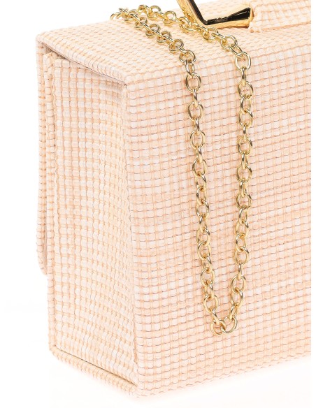 Bolso clutch de fiesta rafia nude