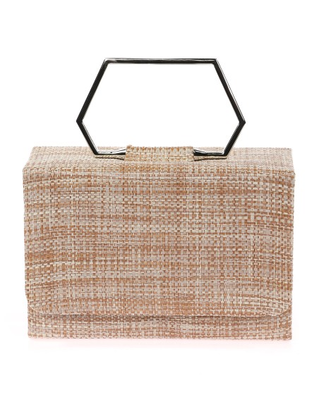 Bolso clutch de fiesta rafia marron-claro