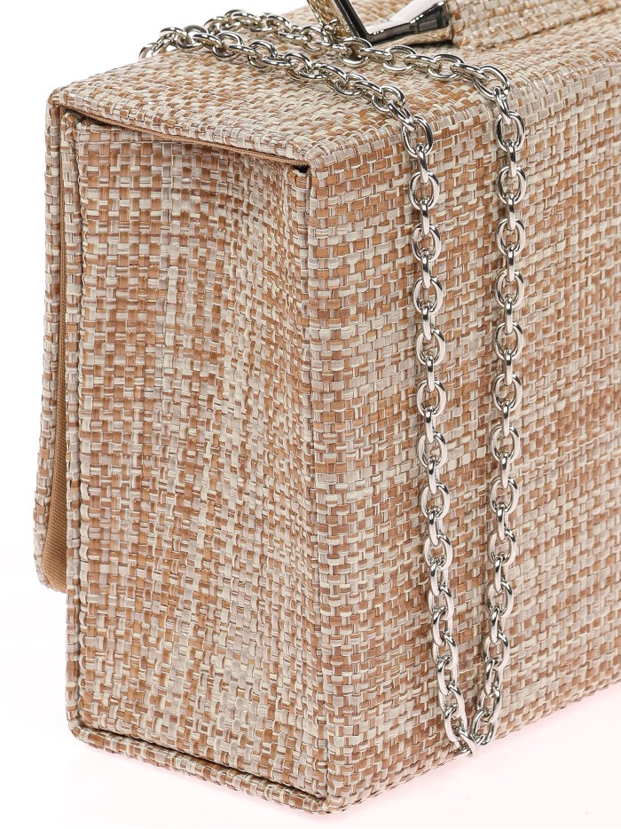 Bolso clutch de fiesta rafia marron-claro